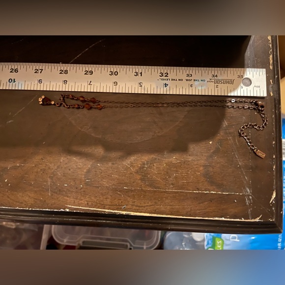 Edwardian Style Pendant Necklace by 1928 Red/Dark Amber & White Stones 16in, Adj - Picture 5 of 5